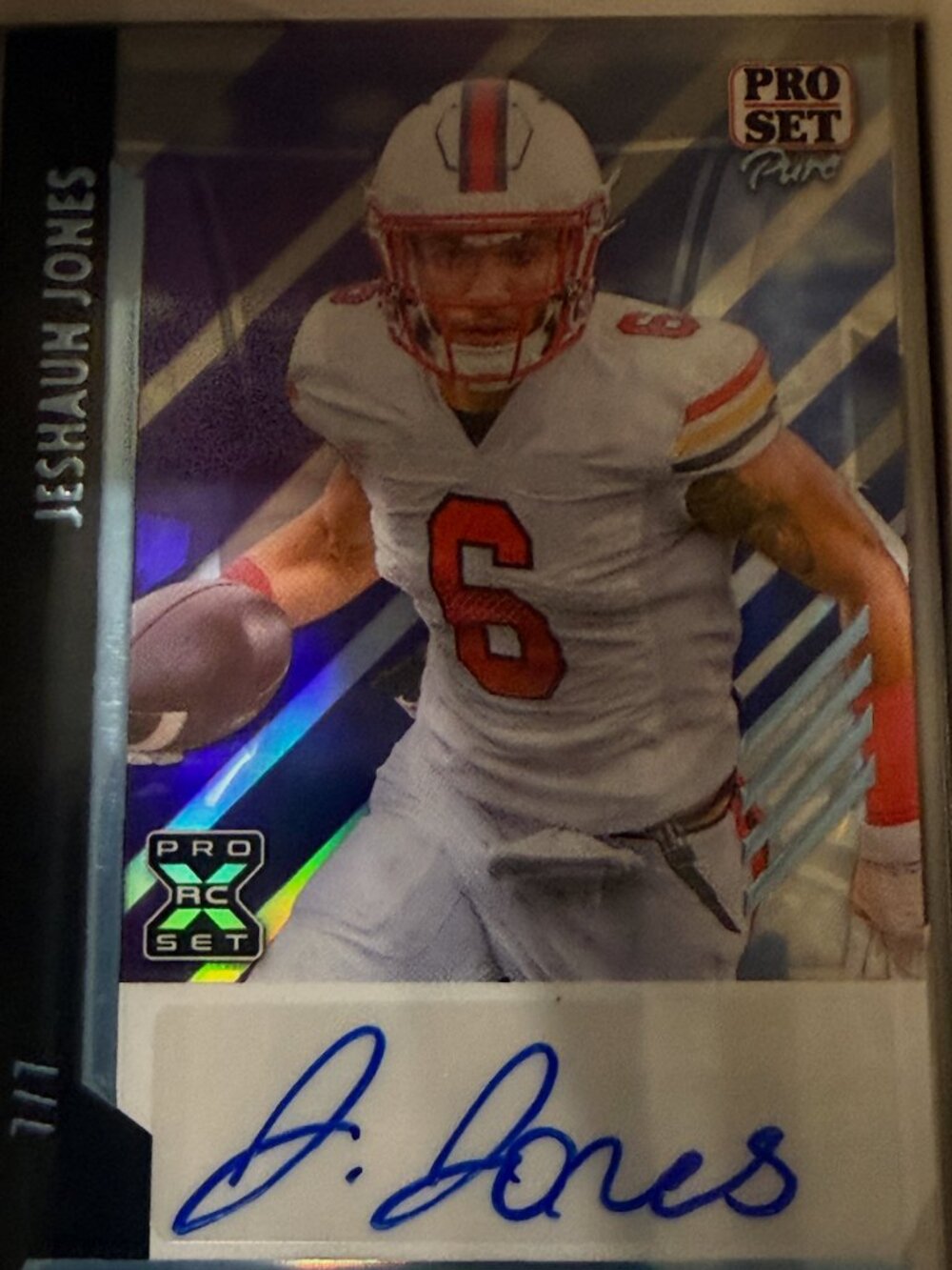 2024 Leaf Pro Set Pure Autographs Jeshaun Jones #BA-JJ2 Blue Holo Auto 7/7